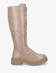 Bottes en simili à lacets - Taupe - 1