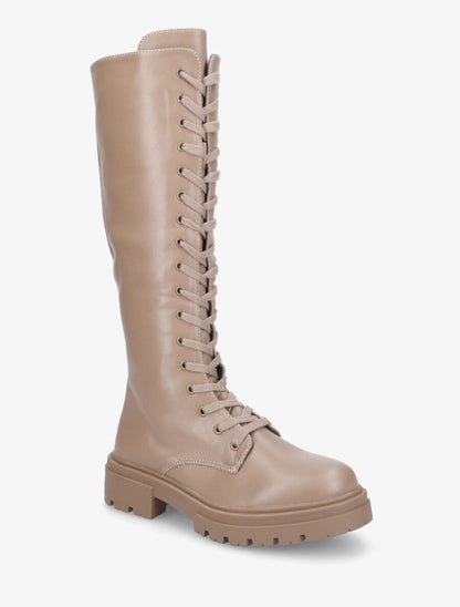 Bottes en simili à lacets - Taupe - 2
