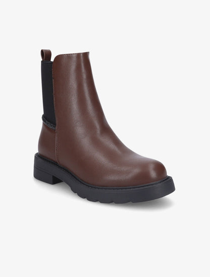 Bottines à liseré strassé - Marron - 2