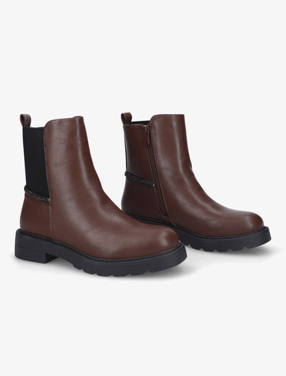 Bottines à liseré strassé - Marron - 4