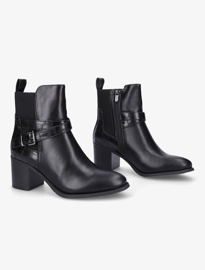 Bottines à contrefort croco - Noir - 4