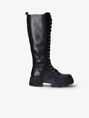 Bottes à crans stylisés et lacets - Noir - 5