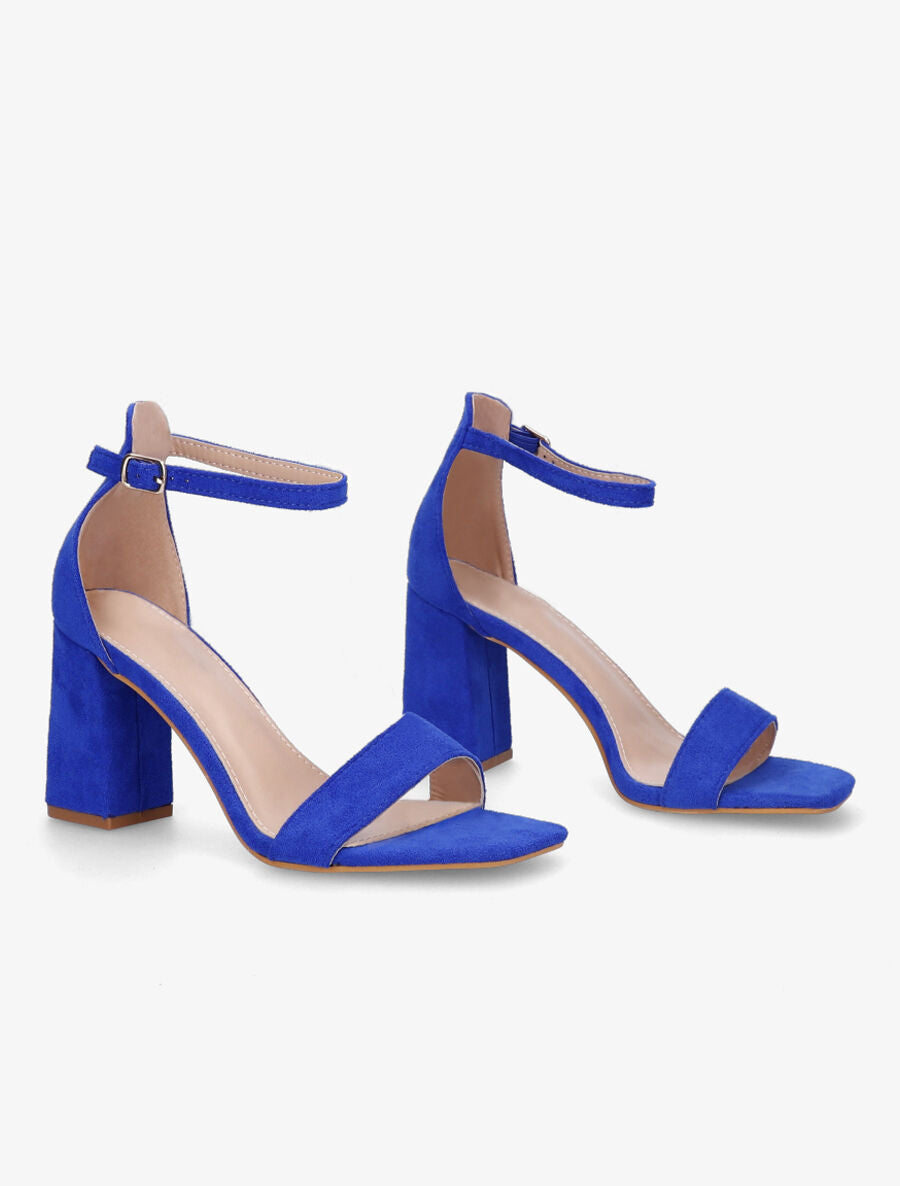 Sandales en suédine à talon - Bleu roi - 4