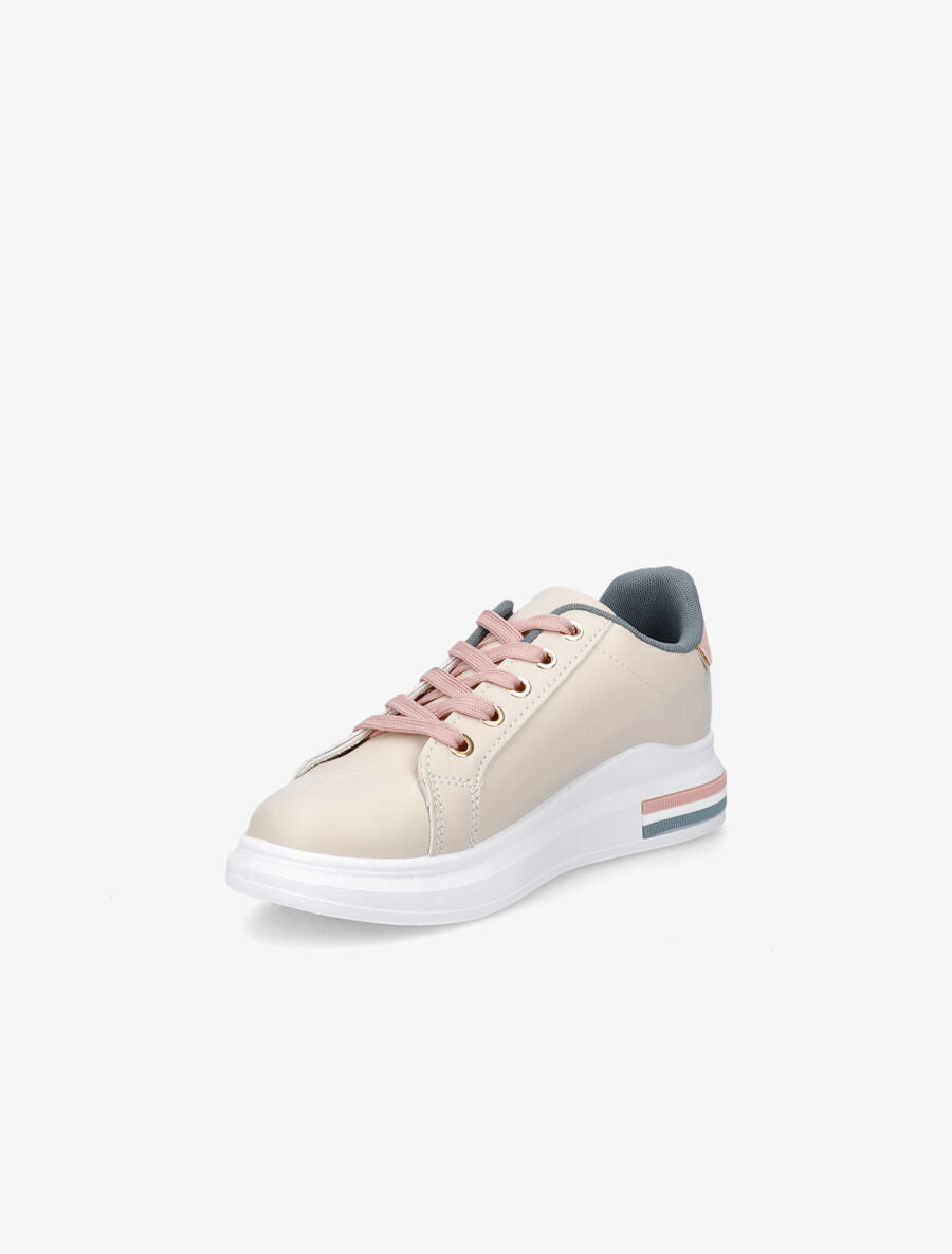 Baskets à bandes python et paillettes - Beige - 3