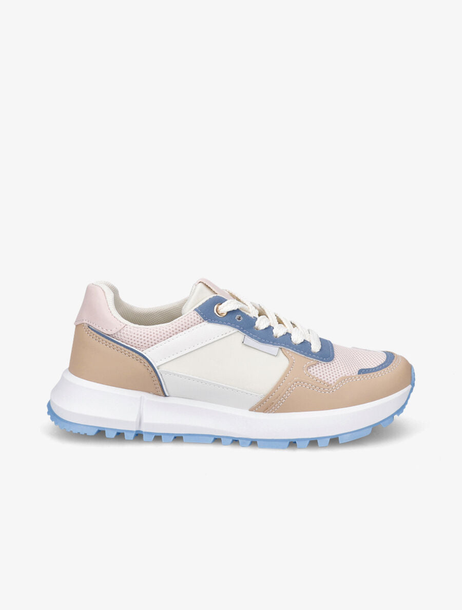 Sneakers en simili à couleurs contrastantes - Camel - 5
