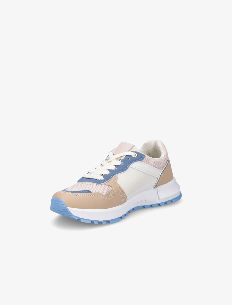 Sneakers en simili à couleurs contrastantes - Camel - 3