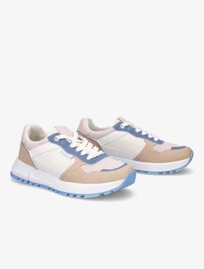 Sneakers en simili à couleurs contrastantes - Camel - 4