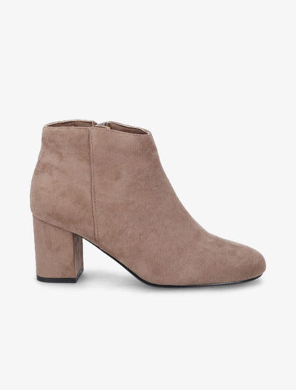 Bottines à talon en suédine - Taupe - 2