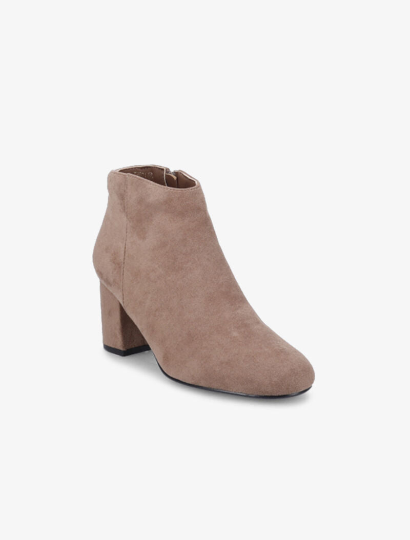 Bottines à talon en suédine - Taupe - 3