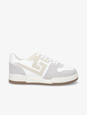 Sneakers en simili et suédine - Beige - 5