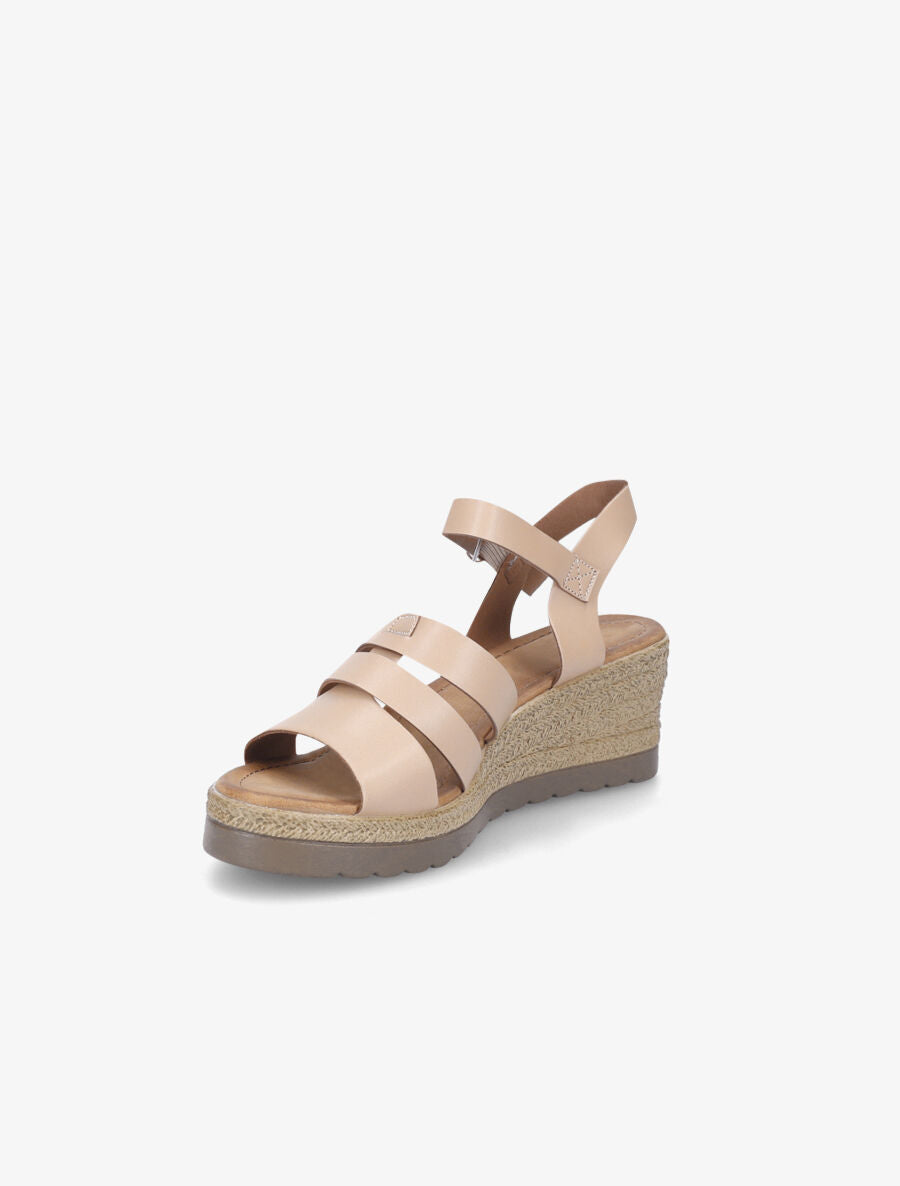 Sandales mi-haute en simili à talon compensé - Beige - 3