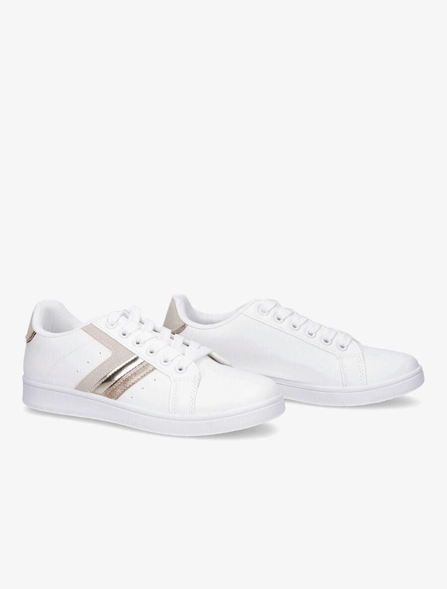 Tennis en simili à bandes fantaisies - Beige - 4