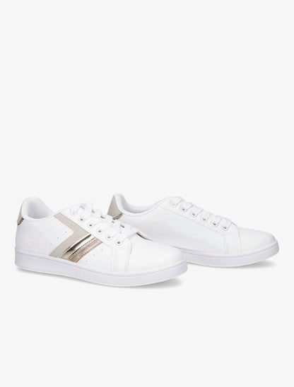 Tennis en simili à bandes fantaisies - Beige - 4