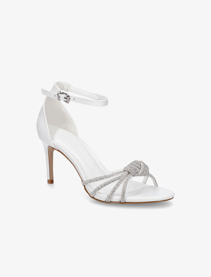 Sandales à talon aiguille et brides ornées de strass - Blanc - 2