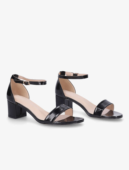 Sandales vernies en simili à talon - Noir - 4