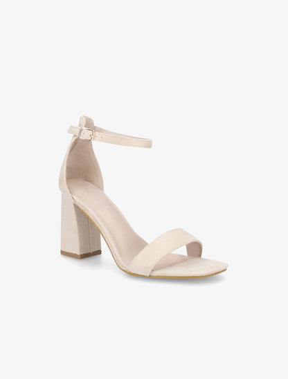 Sandales en suédine à talon haut - Beige - 2