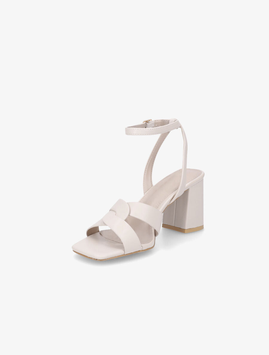 Sandales croisées à talon - Beige - 3
