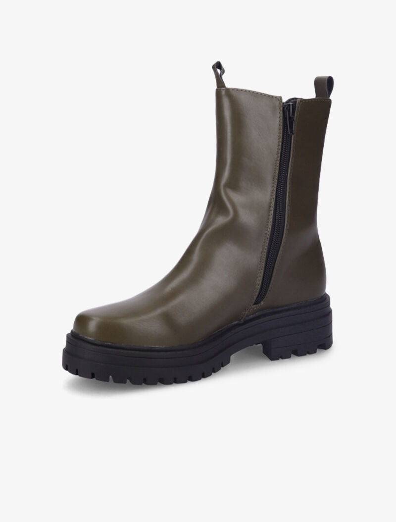 Bottines à plateforme et semelle crantés stylisés - Kaki - 4