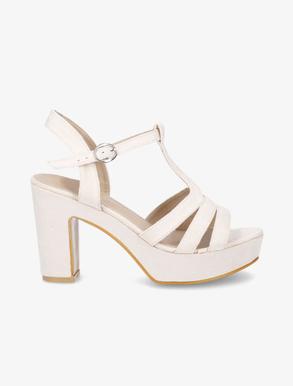 Sandales en suédine à plateforme et talon - Beige - 5