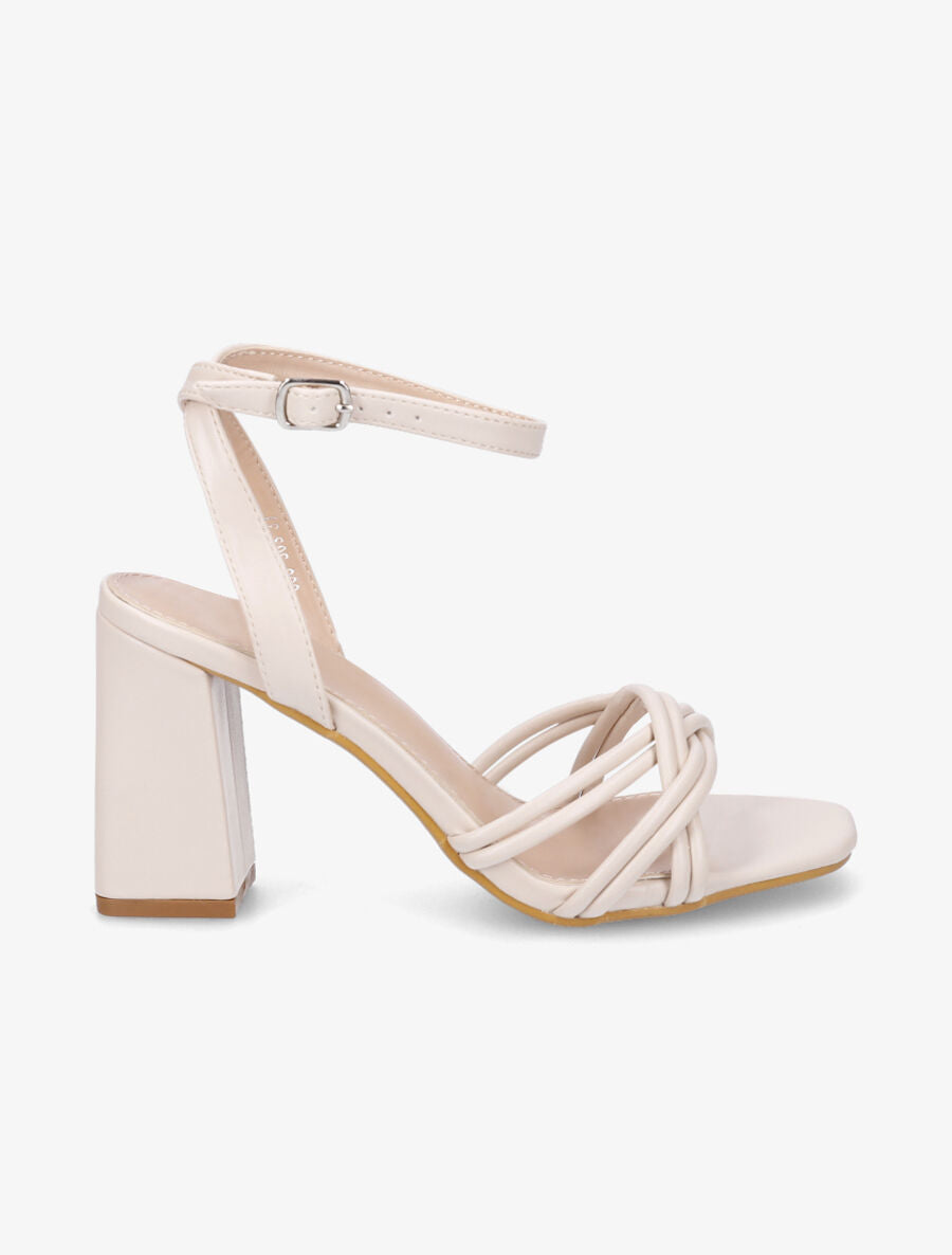 Sandales à talon carré - Beige - 5