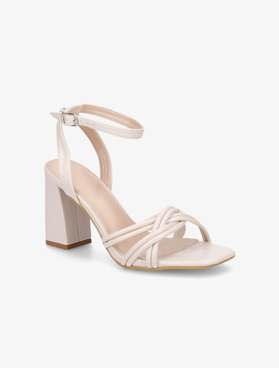 Sandales à talon carré - Beige - 2