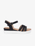 Sandales compensées bride fantaisie croco - Noir - 5
