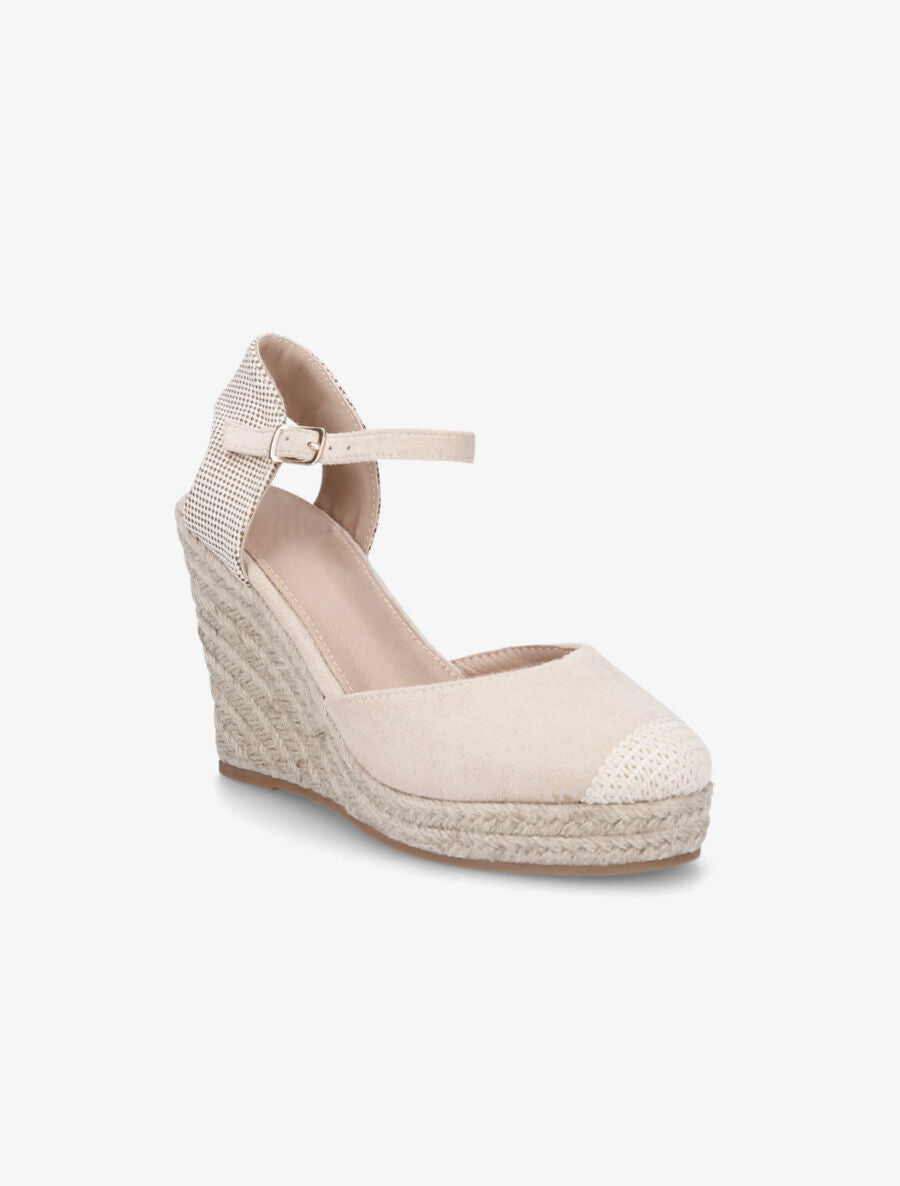 Compensées style espadrilles bi-matière - Beige - 2