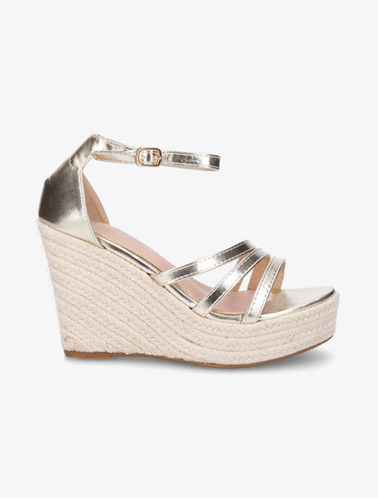 Sandales compensées style espadrilles - Or - 1