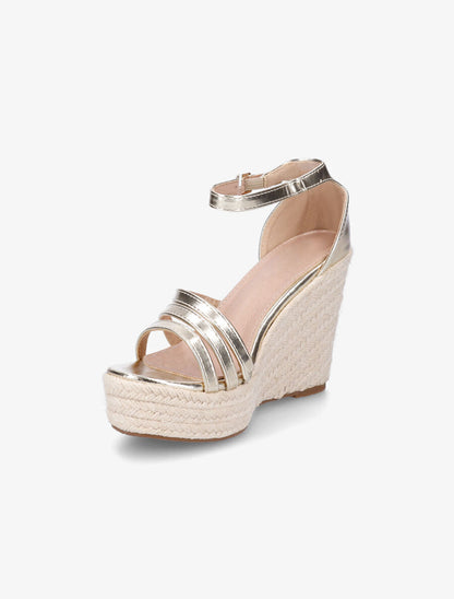 Sandales compensées style espadrilles - Or - 3