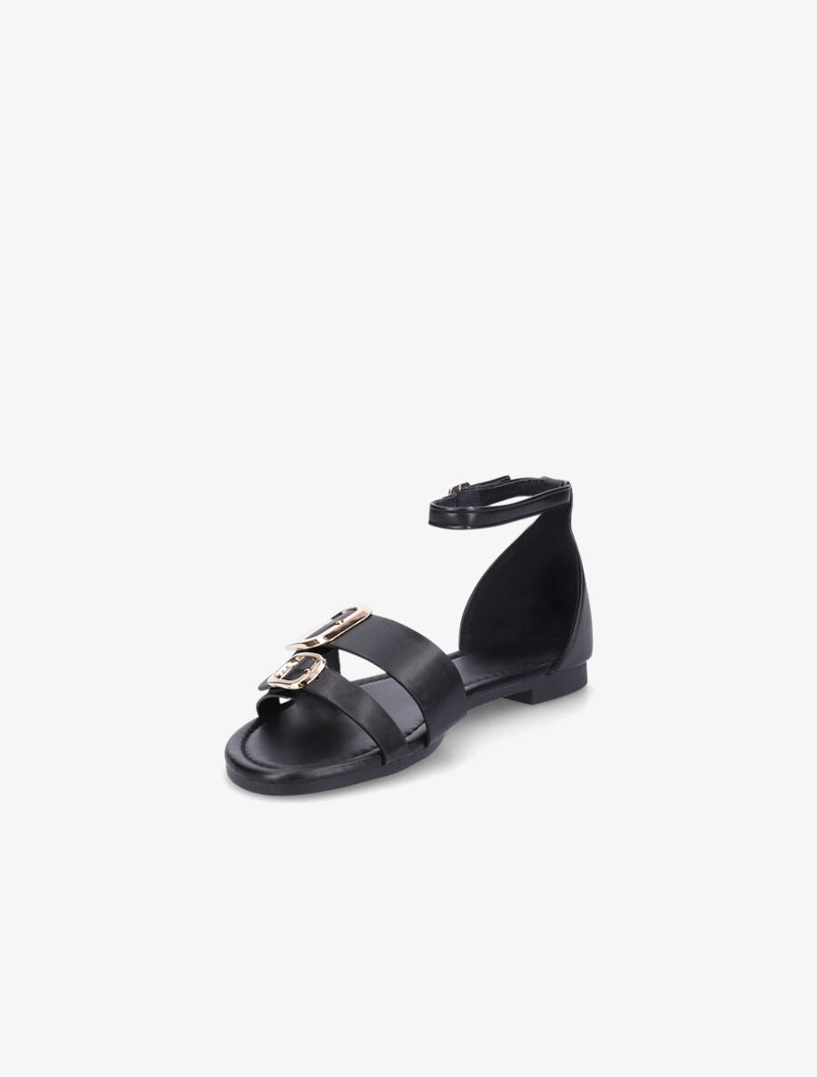 Nu-pieds en simili double boucles - Noir - 3