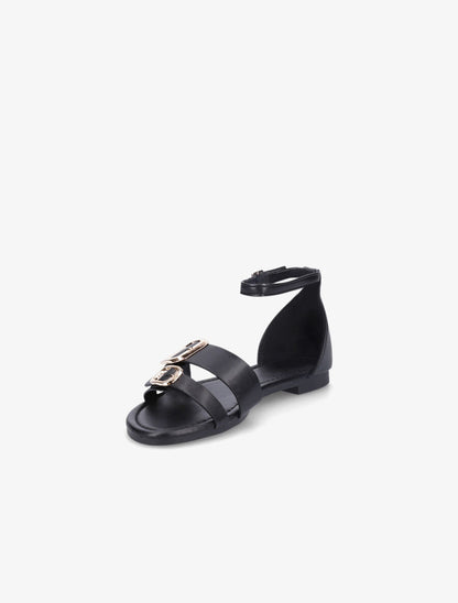 Nu-pieds en simili double boucles - Noir - 3