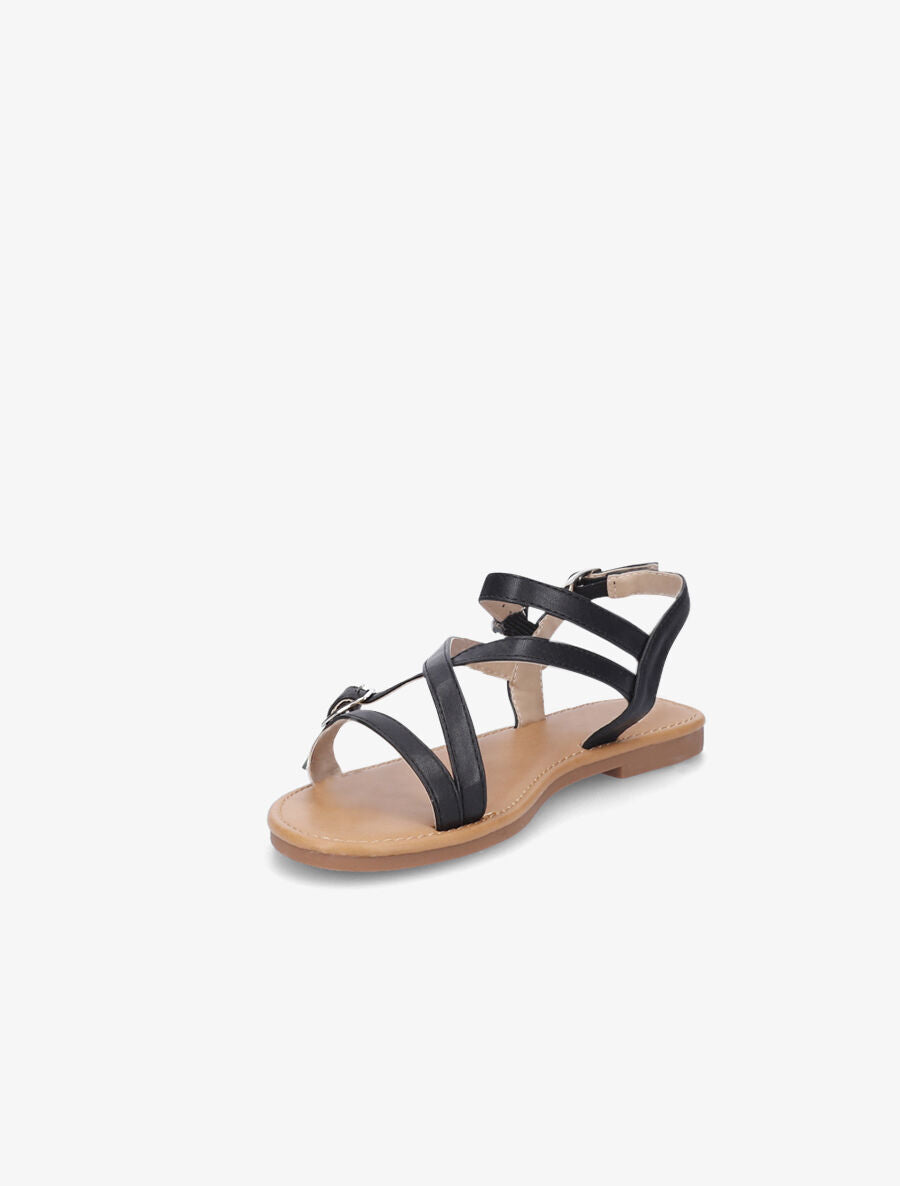 Nu-pieds en simili à brides croisées - Noir - 3