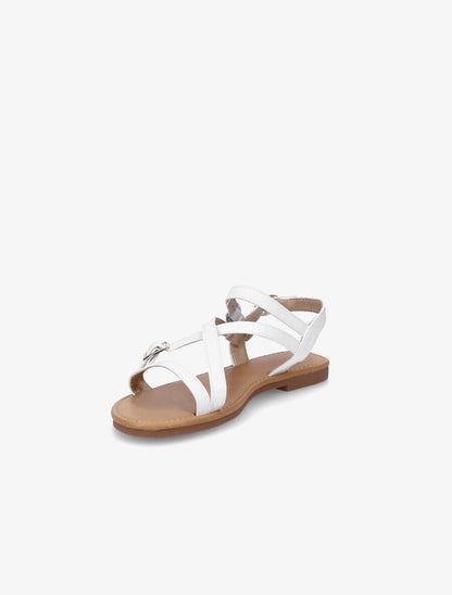Nu-pieds en simili à brides croisées - Blanc - 3