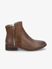 Bottines unies bi-matière - Marron - 1