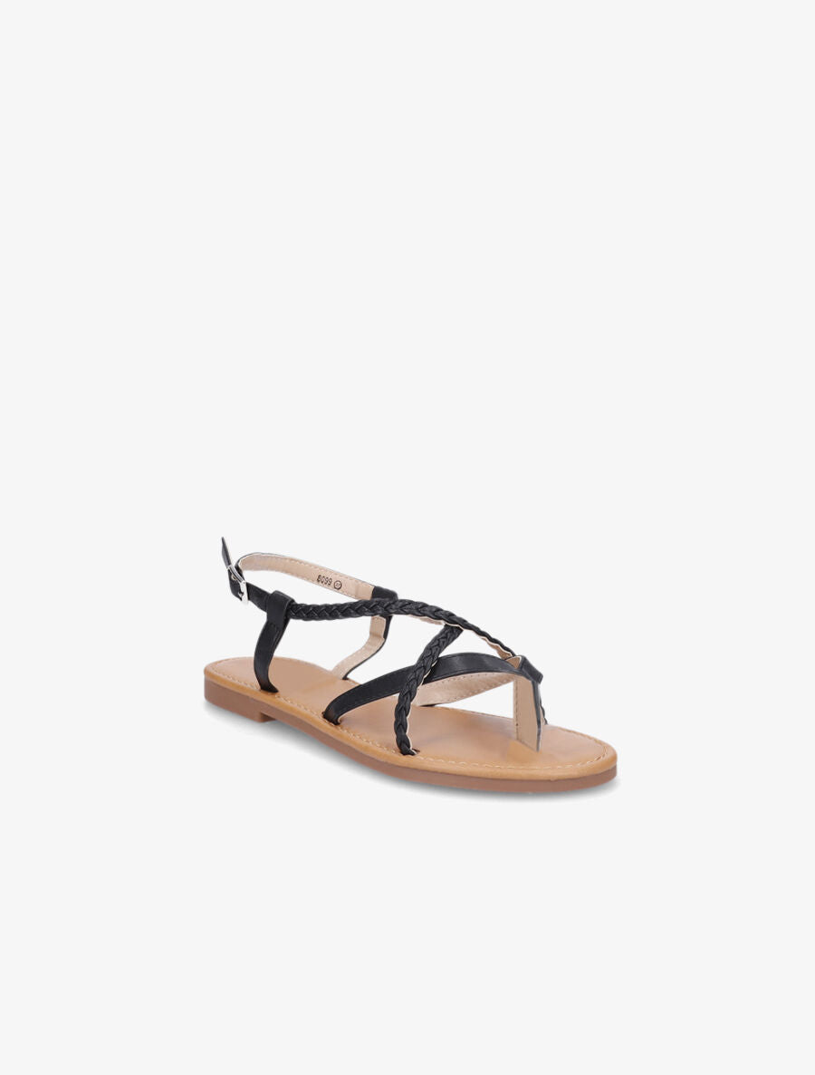 Nu-pieds croisés et tressés - Noir - 2