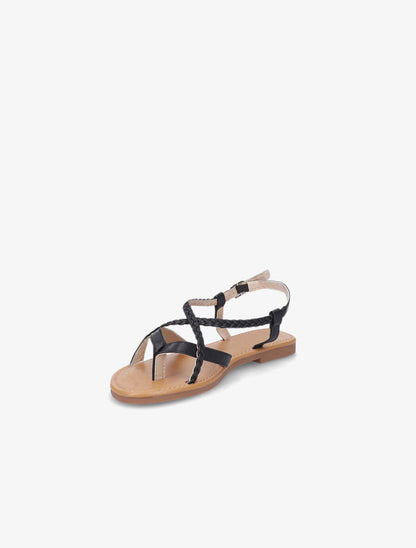Nu-pieds croisés et tressés - Noir - 3