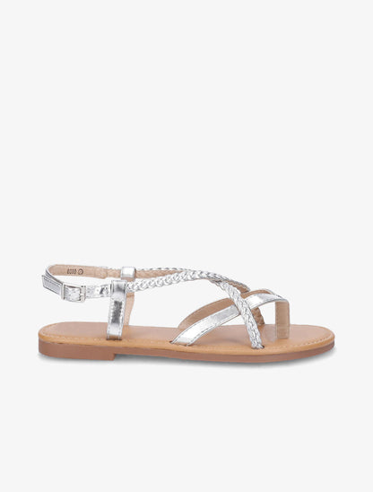Nu-pieds croisés et tressés - Argent - 1