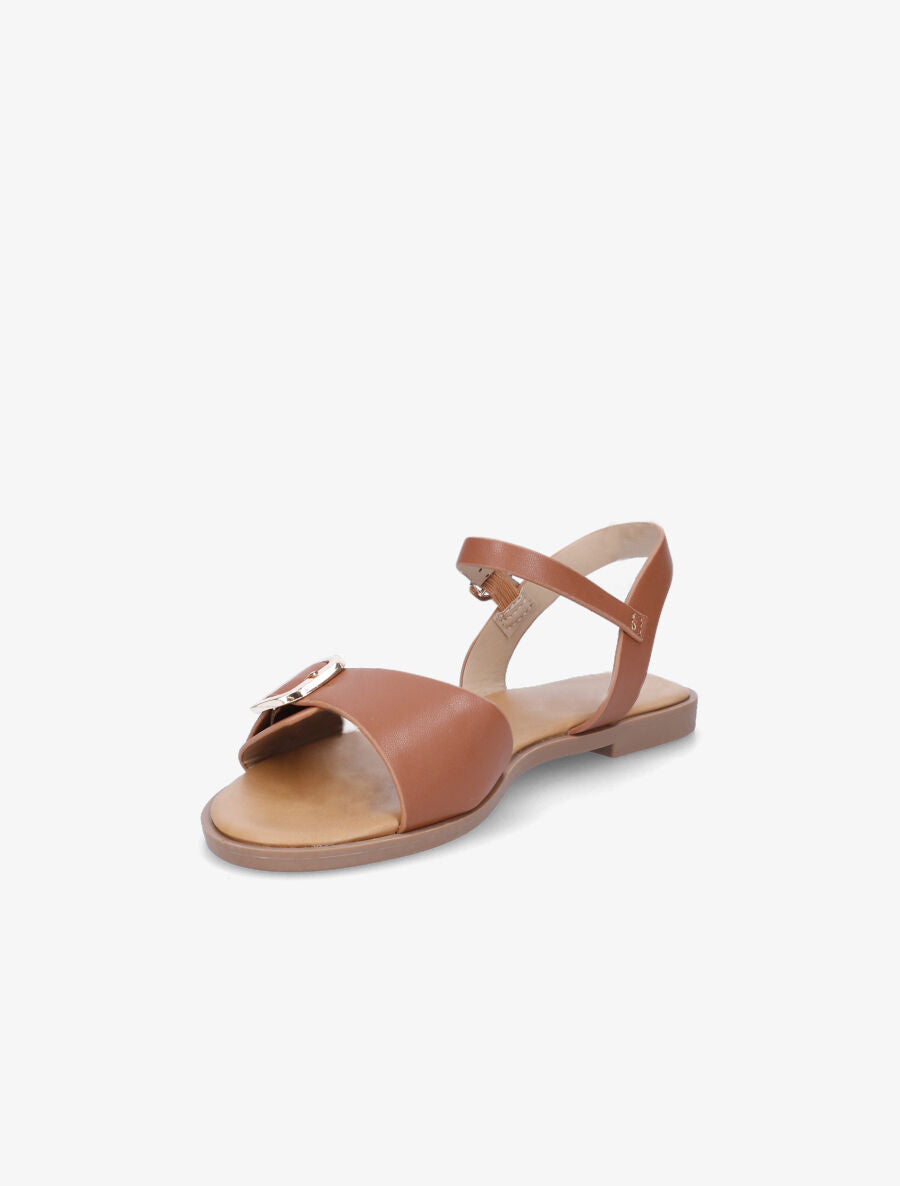 Nu-pieds en simili à bride à boucle - Camel - 3