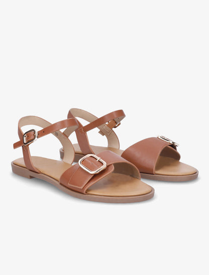 Nu-pieds en simili à bride à boucle - Camel - 4