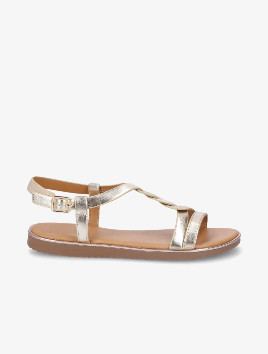 Nu-pieds en simili torsadé - Or - 5