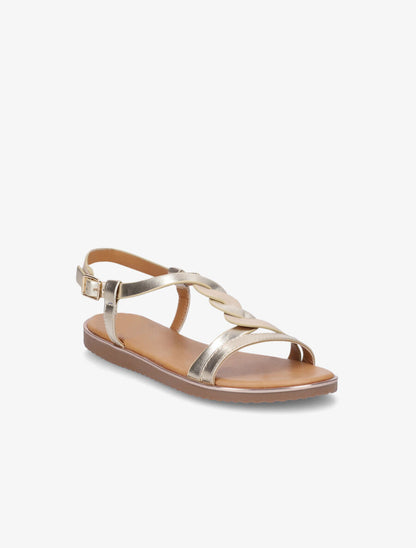Nu-pieds en simili torsadé - Or - 2