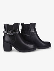Bottines à talon à brides stylisées - Noir - 5
