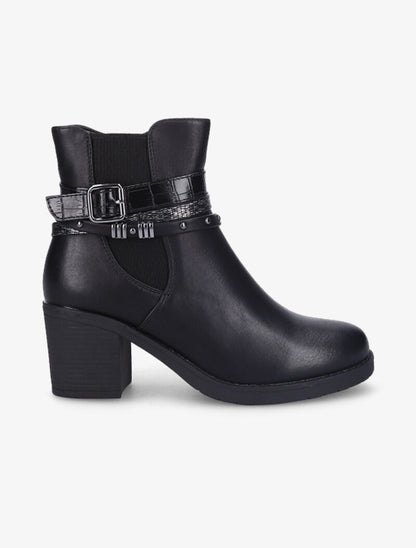 Bottines à talon à brides stylisées - Noir - 3