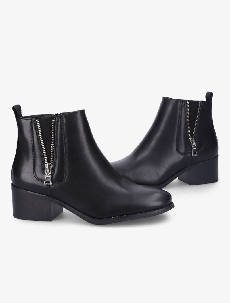 Bottines à zip ouvert décoratif - Noir - 5