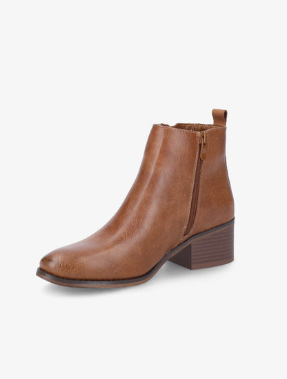 Bottines à zip ouvert décoratif - Camel - 4