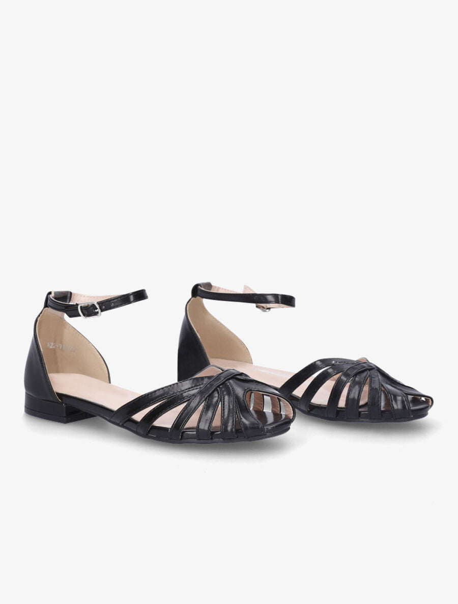 Nu-pieds multi-brides en simili - Noir - 4