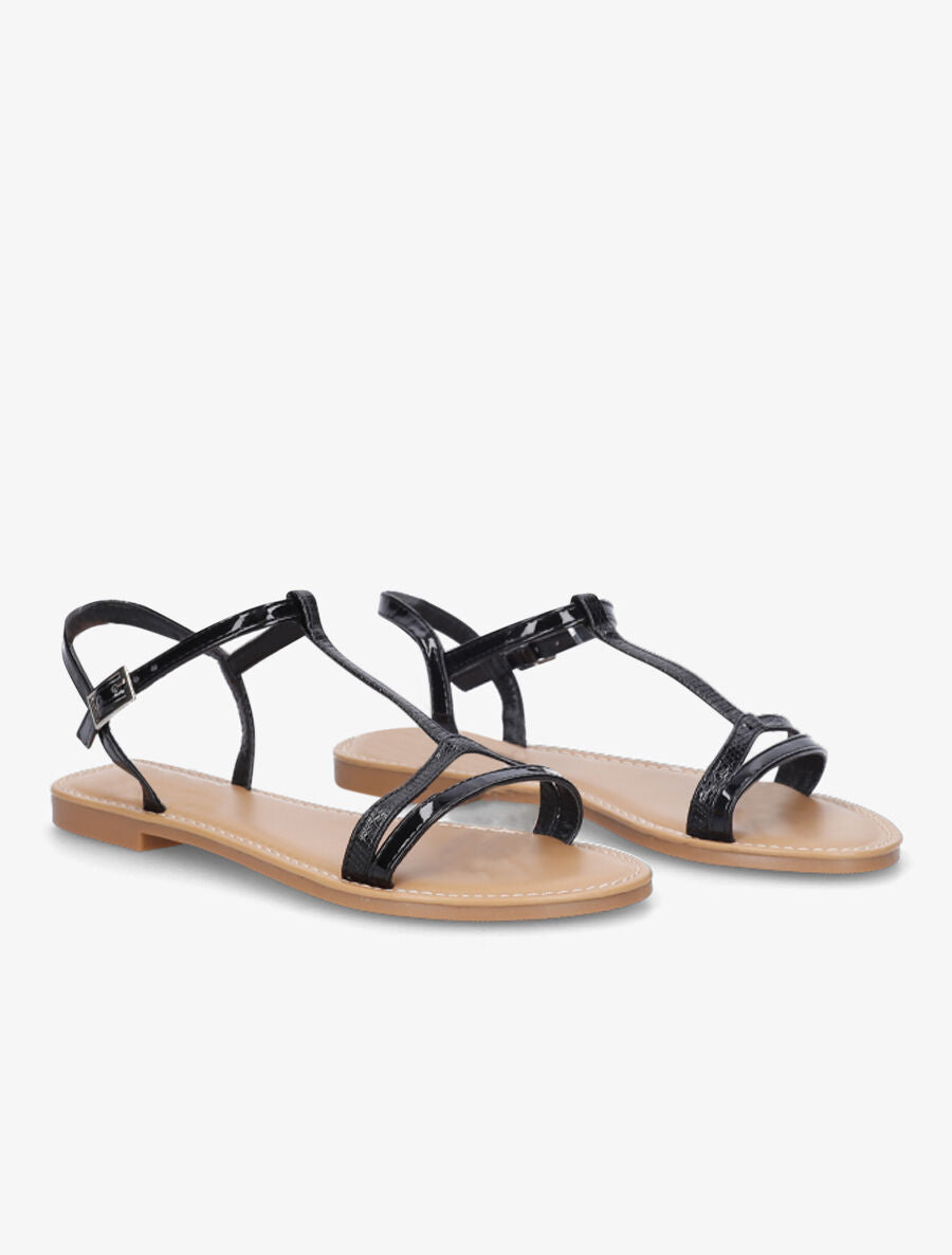 Nu-pieds à bride en T python - Noir - 4