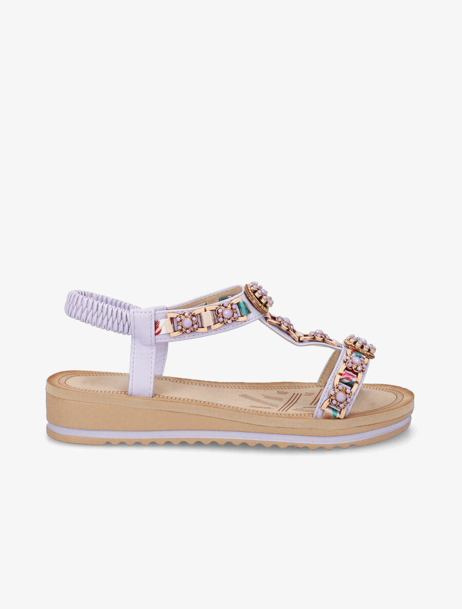 Nu-pieds fleurs en perles - Lilas - 1