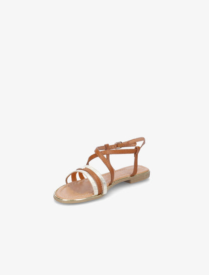 Nu-pieds croisés et irisés - Camel - 3