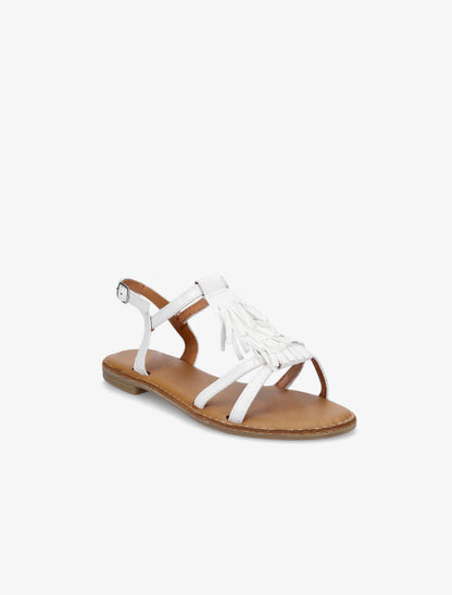 Nu-pieds en simili et franges en suédine - Blanc - 2